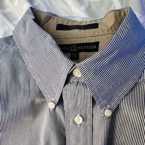 Tommy Hilfiger Men's Black and White Pinstripe Shirt